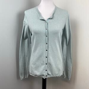 Banana Republic Silk Soft Heathered Blue Button Down Knit Cardigan Medium